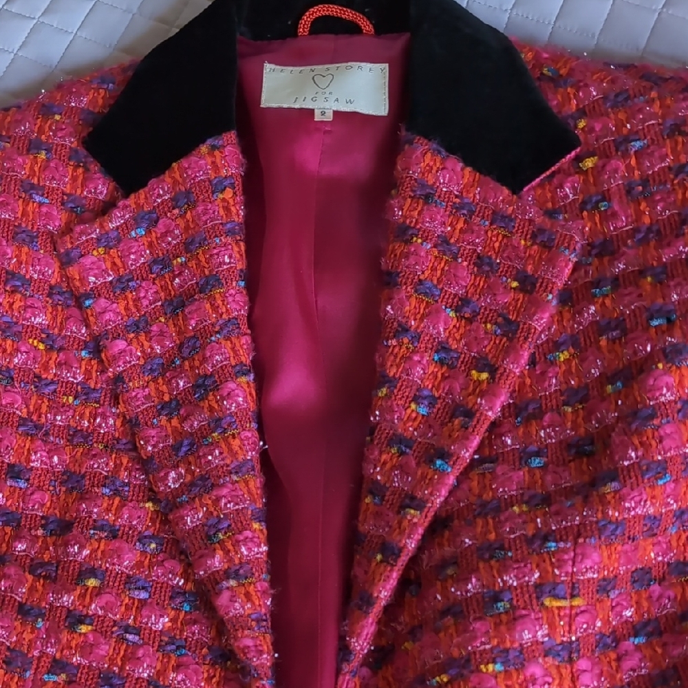 Jigsaw Vibrant Pink Tweed Blazer